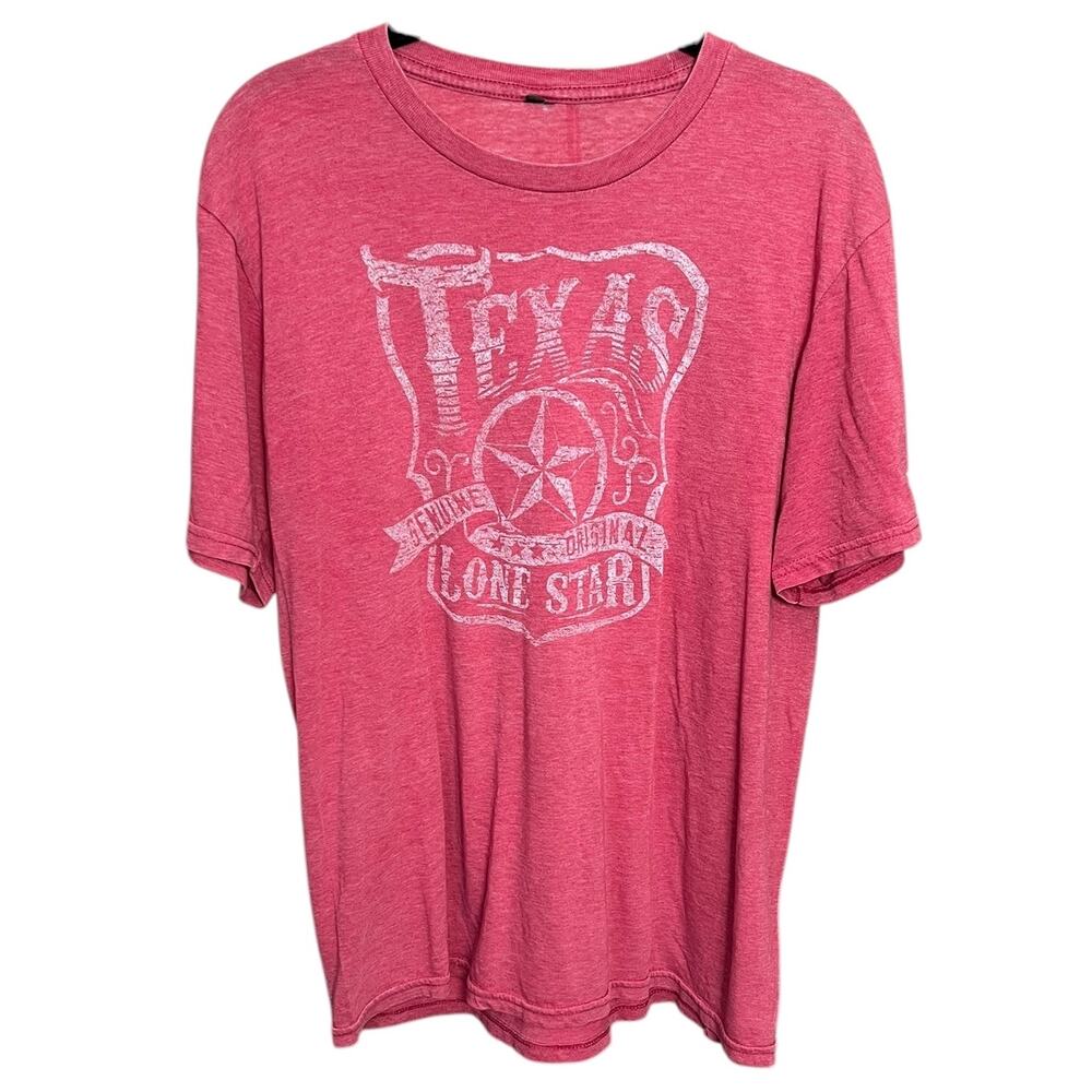 Texas Lone Star Graphic Tee Red Heather Mason Jar Sleeve Detail - L